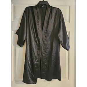 Victoria secret black satin robe NO belt size medium/large Lingerie Cover Sleep